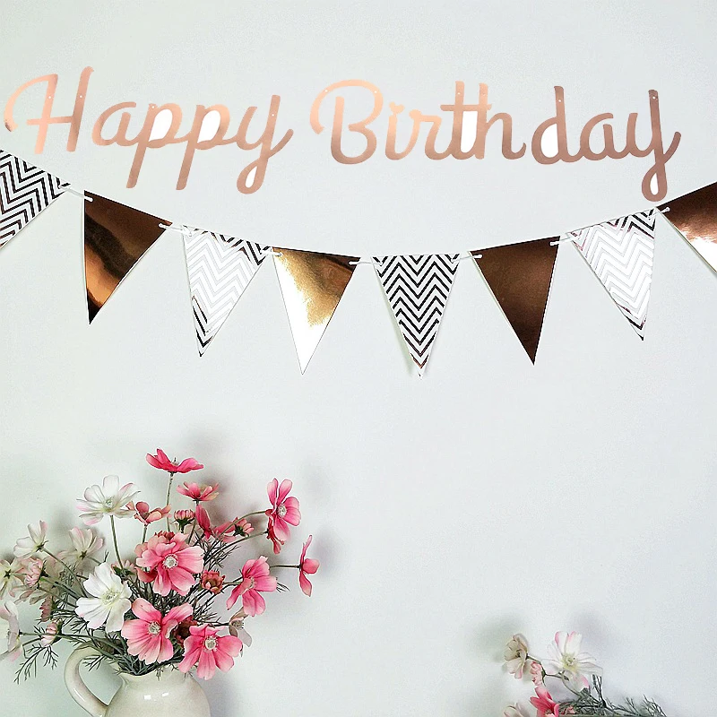 Бумажный баннер из розового золота на день рождения гирлянда для 1-го детского