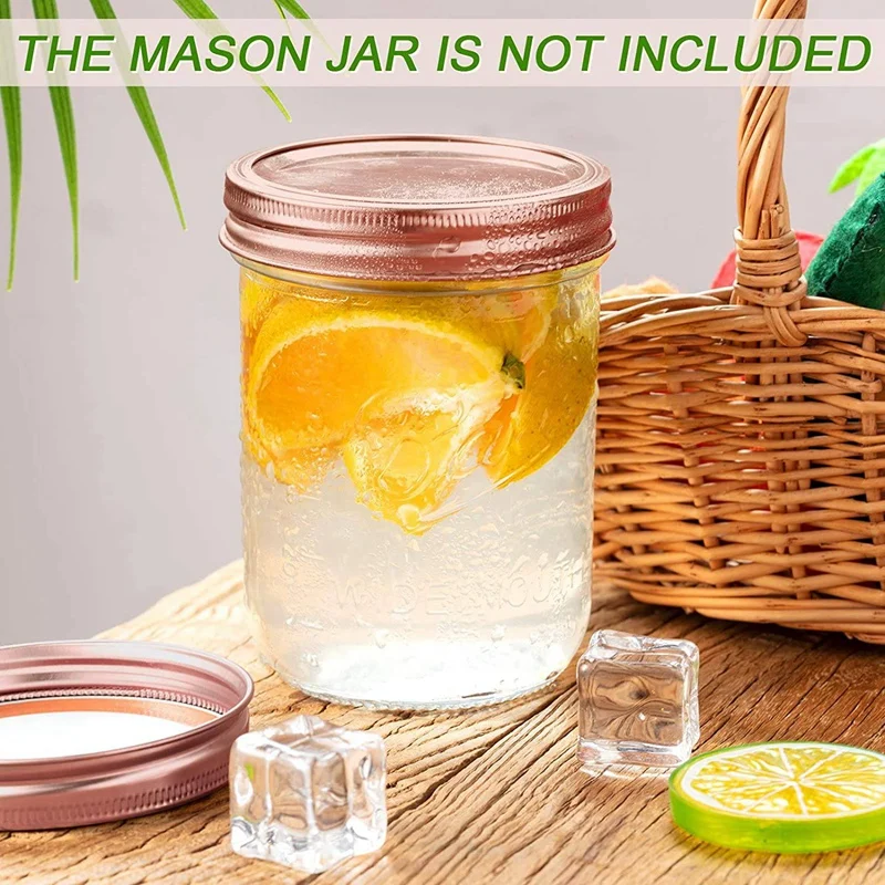 

60 Pieces Split-Type Lids Metal Canning Jar Lids Leak Proof Storage Solid Caps with Silicone Rings Compatible