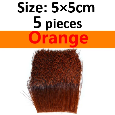 5PCS Orange ICERIO 5 шт. натуральные волосы оленя для завязывания мух Сухих Мух Хоппер Caddis крылья и тела спиннинг басов жуков делая материал - Цвет: 5PCS Orange