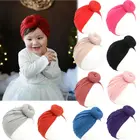 Focusnorm 11 Цвета для маленьких девочек шапки хлопковые однотонные мягкие Широкие повязка на голову для малышей цельный тюрбан цельная повязка для волос аксессуары