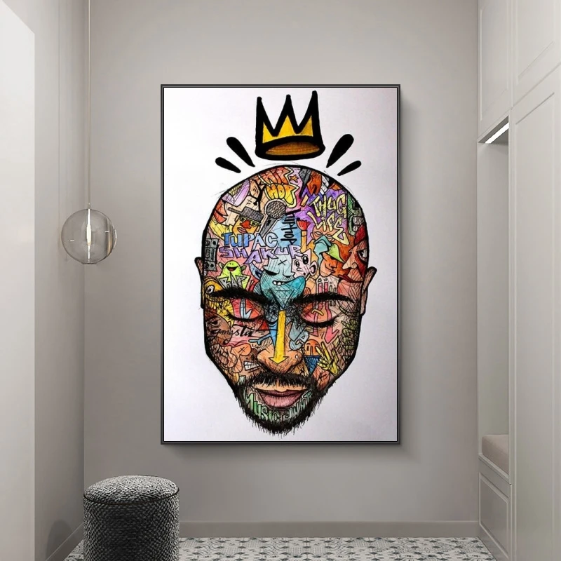 Настенные картины Tupac Rapper 2PAC современные настенные плакаты и принты абстрактные