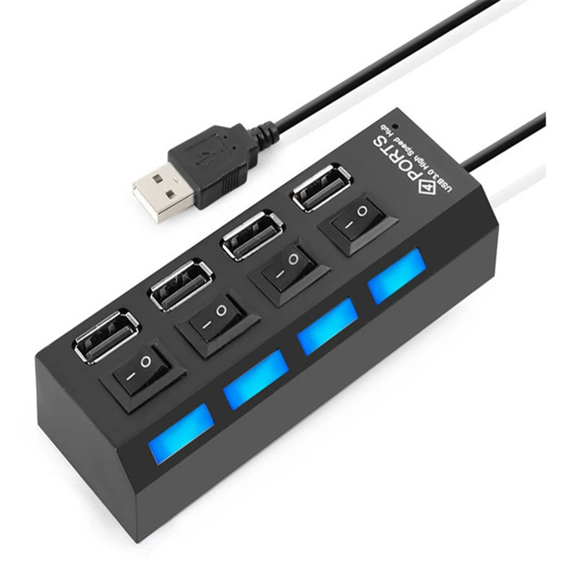 4 Порты и разъёмы Micro usb-хаб 2,0 USB высокоскоростной разветвитель 480 Мбит/с USB 2,0 концентратор светодиодный с переключателем для планшета