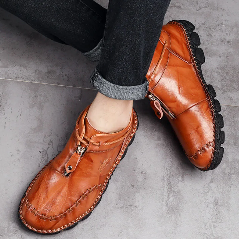 Мужская обувь Осень-зима мужские ботинки из коровьего спилка прогулочная