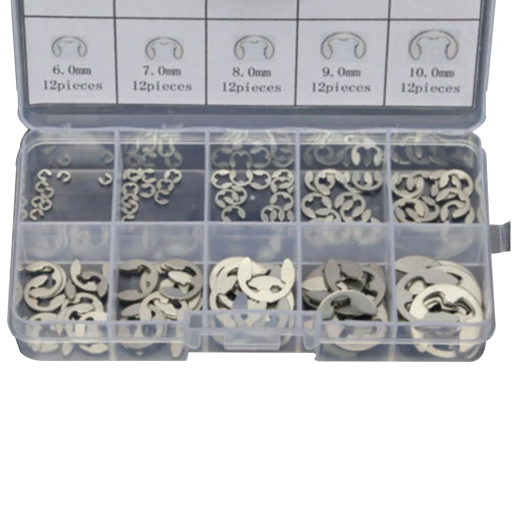 120 шт. 304 нержавеющая сталь E Клип Комплект шайб в ассортименте стопорное кольцо