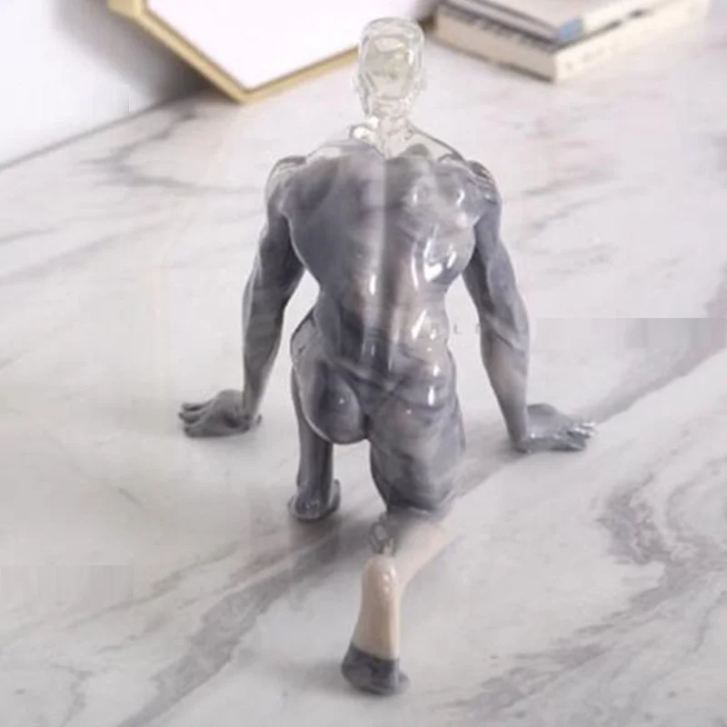 

Marble Texture Starter Athlete Transparent Resin Sculpture Creative Home Decoration Accessories Modern Ornaments X5276