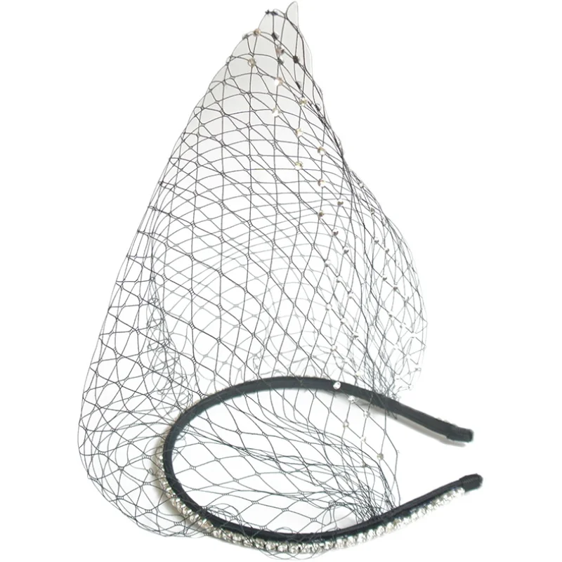 Белая повязка на голову стразы заколка для волос невесты птичья клетка