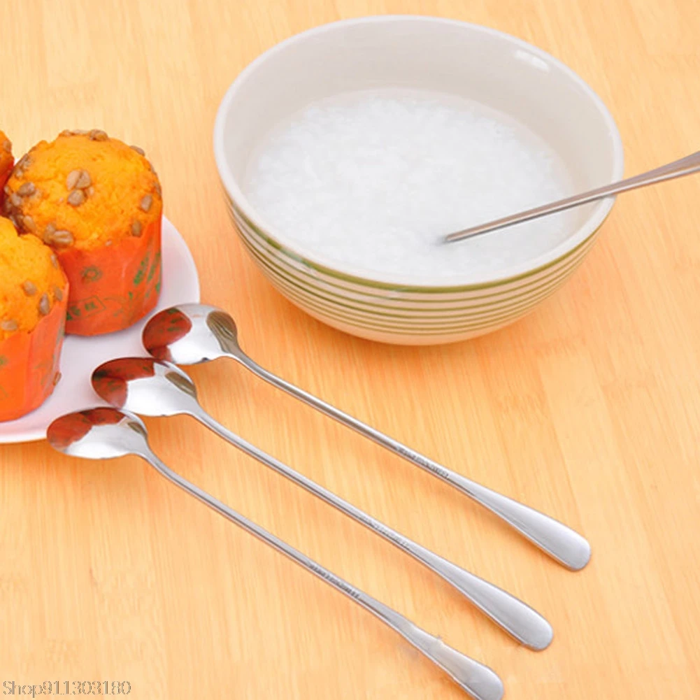 

1PC Kitchen Long Handled Spoon Stainless Steel Coffee Tea Spoon Office Coffee Stirring Spoon Teaspoon