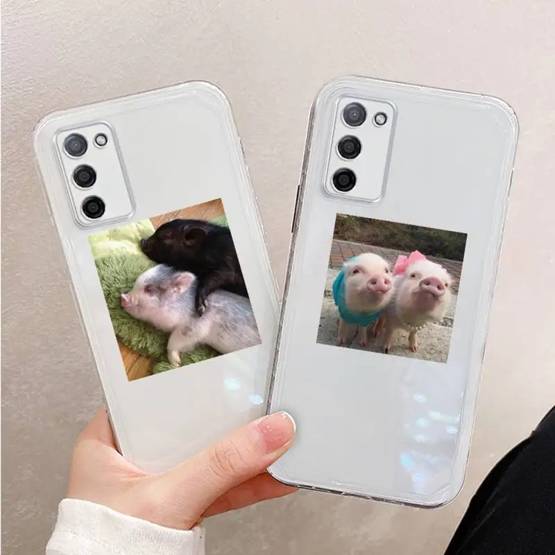 

Cute Little Pink Pet Pig Phone Case For Xiaomi Mi 11 Ultra Lite 10 Redmi Note 9 8 7 9a K30S K40 Pro Transparent Coque