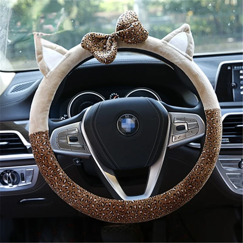 

Disney Fashion Cute Bowknot Plush Car Steering Wheel Cover Autumn and Winter Antifreeze Steering Wheel Cover