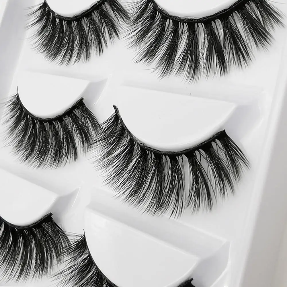 

5 Pairs 3D Natural Long Bushy Cross False Eyelashes Cilios Mink Maquiagem Handmade Fake Artificial Eyelash Extension Eye Makeup
