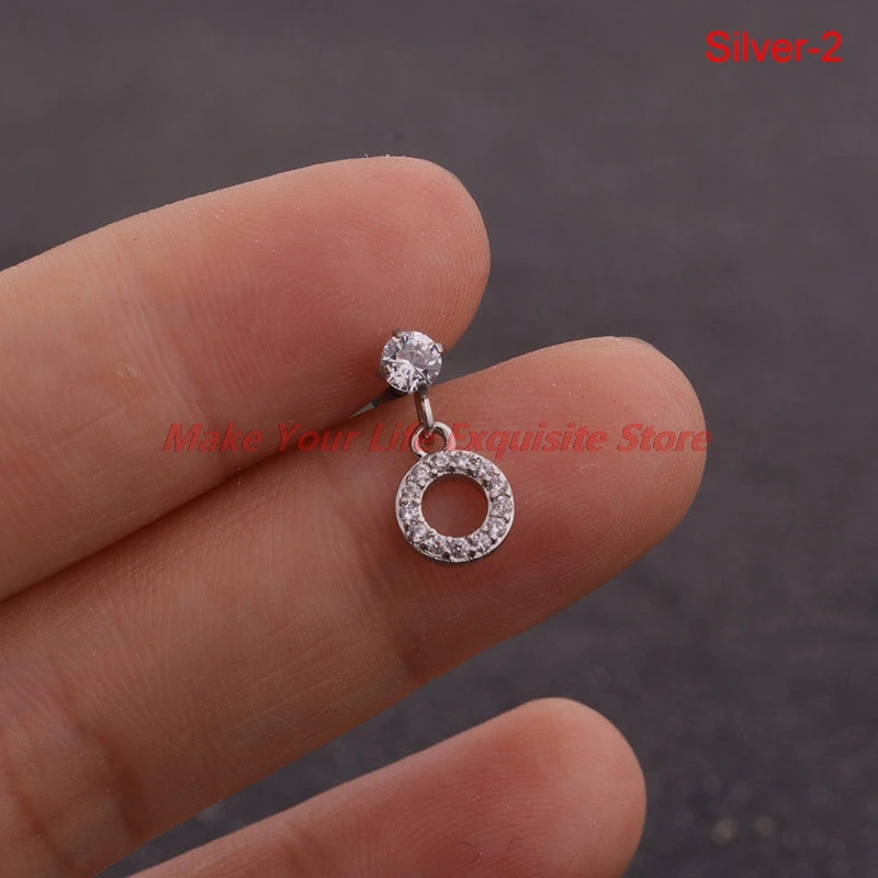 

New 1Pc Piercing Stainless Steel Cross Heart Flower Crown Cz Ear Studs Helix Piercing Cartilage Earring Rook Tragus Conch Stud