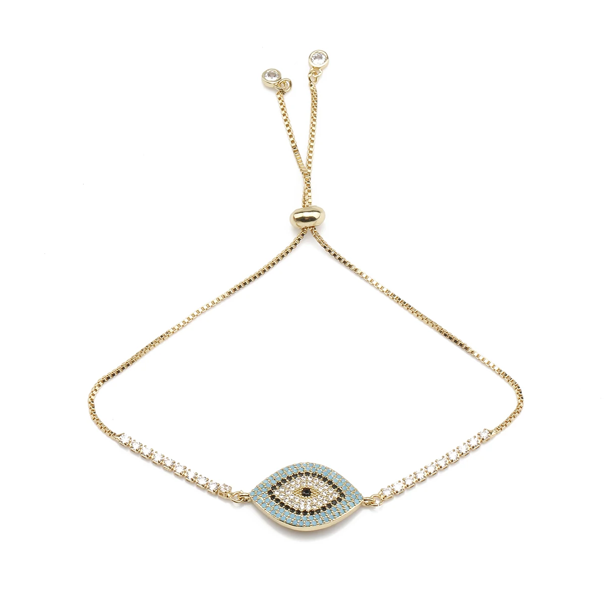 Luxury Blue Evil Eye Bracelet Boho Rose Gold Color CZ Creative Couple Gift Chain Jewelry 2021 Handwoven Adjustable Woman Present