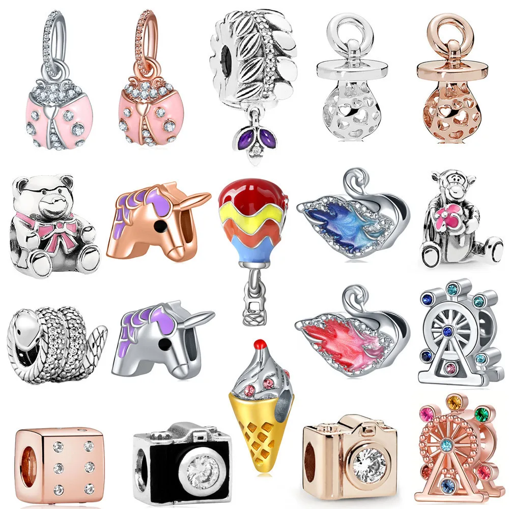 

1Pcs New Cute Ladybug Camera Balloon Bead Pendant Suitable for Charm Bracelet Necklace Accessory Women DIY Jewelry Making Gifts