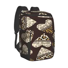 Protable Insulated Thermal Cooler Waterproof Lunch Bag African Hearts Animal Skin Picnic Camping Backpack Double Shoulder Bag