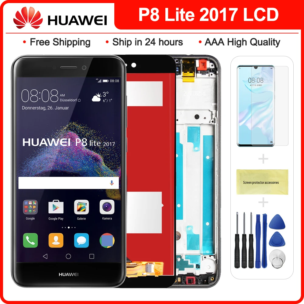 5 2 &quotдля Huawei P8 Lite 2017 ЖК дисплей сенсорный экран дигитайзер сборка с рамкой PRA LX3