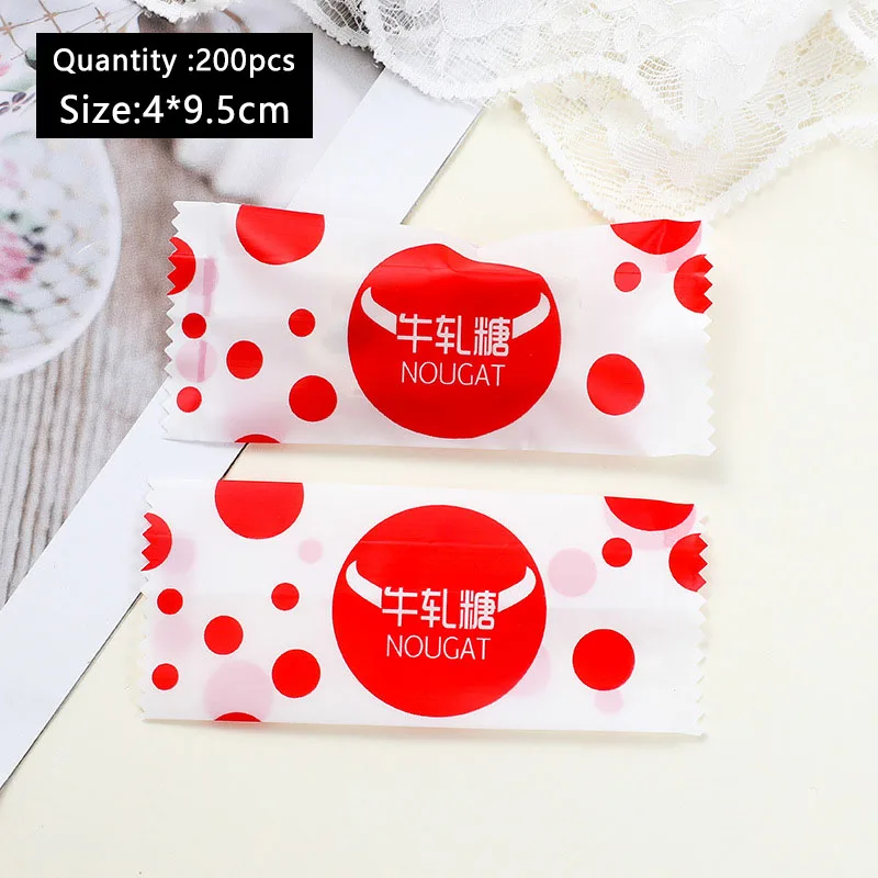200 шт./лот белая матовая красная сумка для упаковки в горошек Nougat с рожками