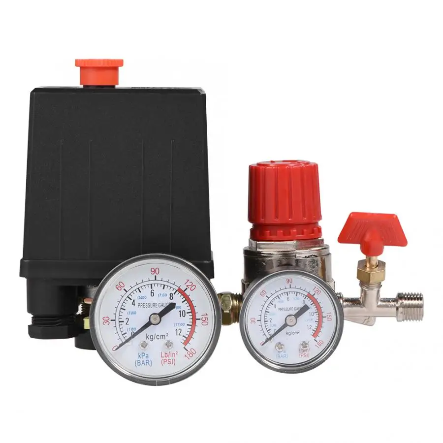 G1/8 Air Compressor Pressure Switch Control Valve Manifold Regulator Gauges 2-G1/4 V-Type Sealing Ring | Обустройство дома