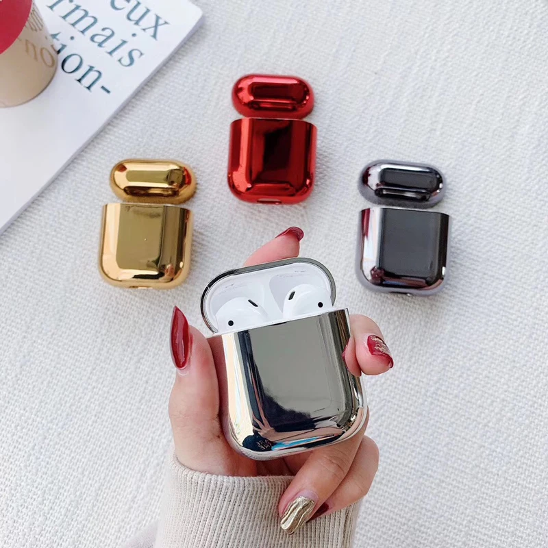 Чехол с гальваническим покрытием Жесткий для наушников Airpods Pro чехол