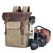 Camera Photo Backpack Men for Nikon/Canon/ Sony/Fujifilm Batik Canvas Waterproof Photography Bag Outdoor Wear-resistant Large