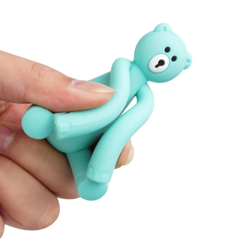 

Cute 3D Bear Shape Chewable Nursing Soother Toy Newborn Teething Molar Bar Baby Silicone Teether