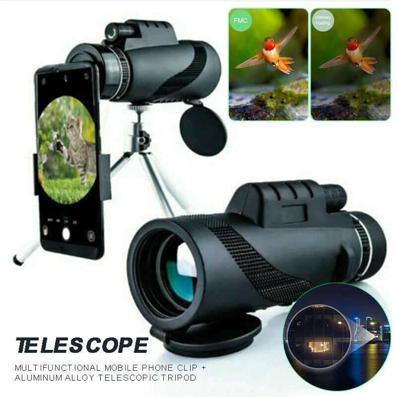 Монокулярный бинокль 40x60 HD, мощный объектив с зумом, уличный телескоп для охоты, кемпинга, пешего туризма, спорта