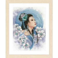 higher quality 2020 beautiful counted cross stitch kit asian lady in blue princess girl woman lass and flowers lan 0169168
