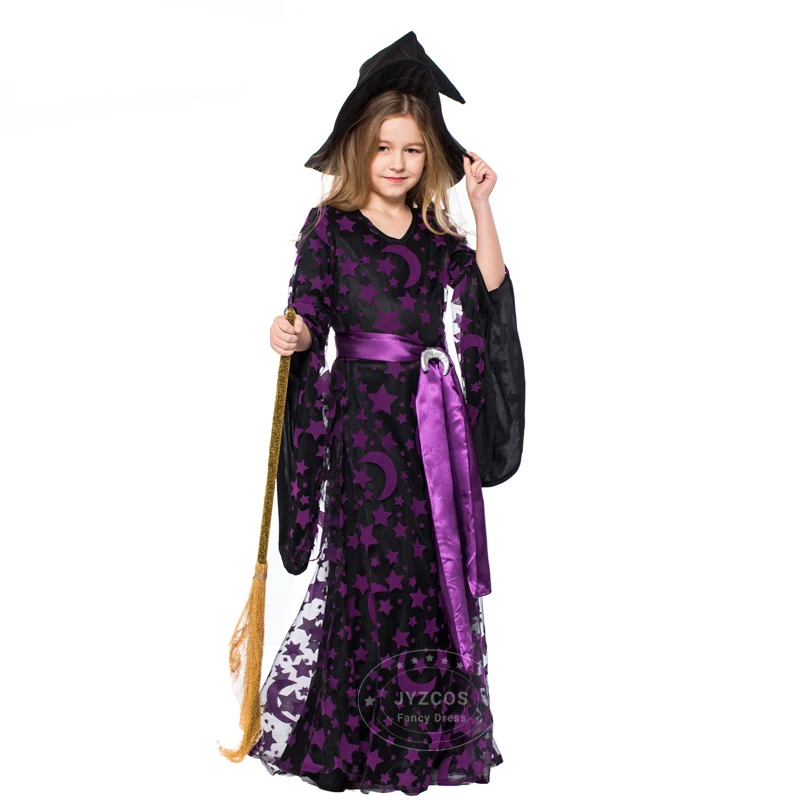 Костюм на Хэллоуин Пурим для женщин и девочек: фиолетовая звезда, луна, магическая ведьма, ночь Израиля, игровой костюм на вечеринку.
