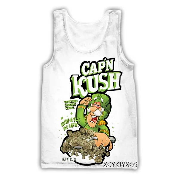 

Cap'n Kush 3D Print Causal Clothing New Fashion Men Women Vest Size S-5XL mesh top