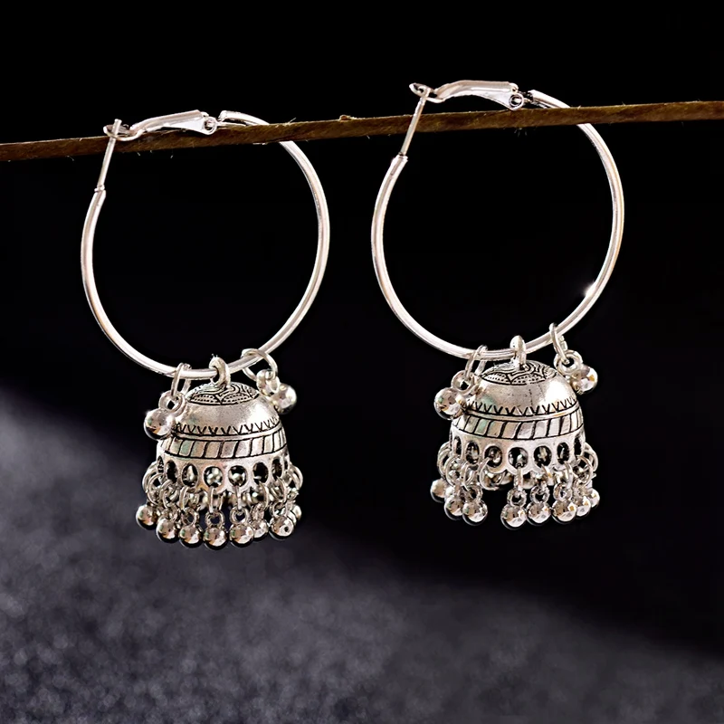 OIQUEI 2019 New Indian Jhumka Bohemian Ethnic Round Big Bells Drop Dangle Earrings For Women Gypsy Jewelry Ornaments Accessories | Украшения