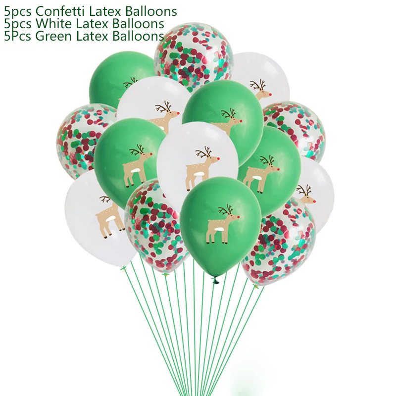 15pcs Latex Balloons Украшения для рождественской вечеринки, Рождественский латексный бумажный шарик, баннеры, сделай сам, праздничные вечерние принадлежности, рождественские украшения для дома - Цвет: 15pcs Latex Balloons