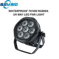 waterproof 7x18w 6in1 rgbwa uv led par lights flat par led with dmx512 control spotlight dj projector wall lighting stage light