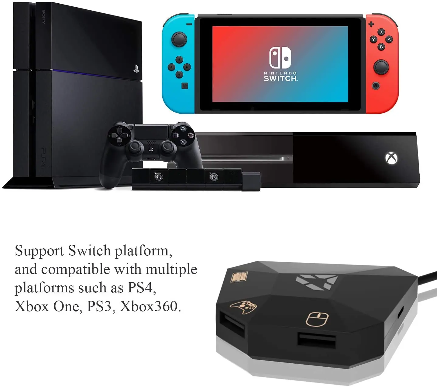 Проводной USB-конвертер NS для клавиатуры и мыши PS4 /PS3/Xbox One/ Xbox 360/ Nintendo Switch lite - купить