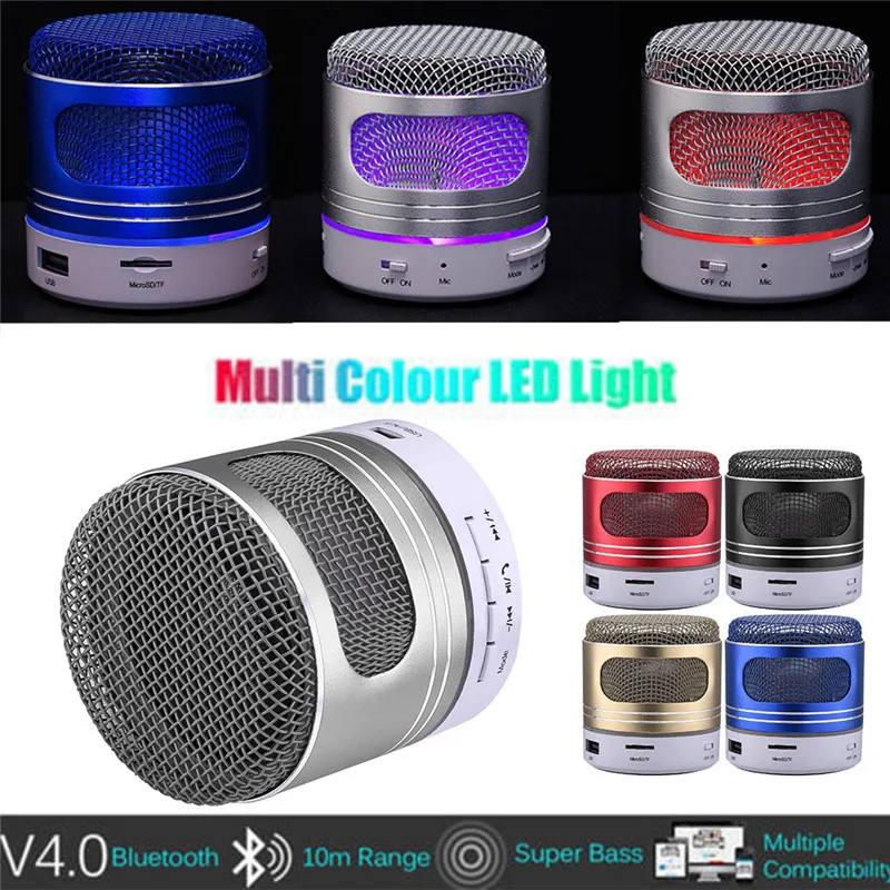 Мини Bluetooth динамик Led портативный беспроводной плеер USB светодиодный светильник