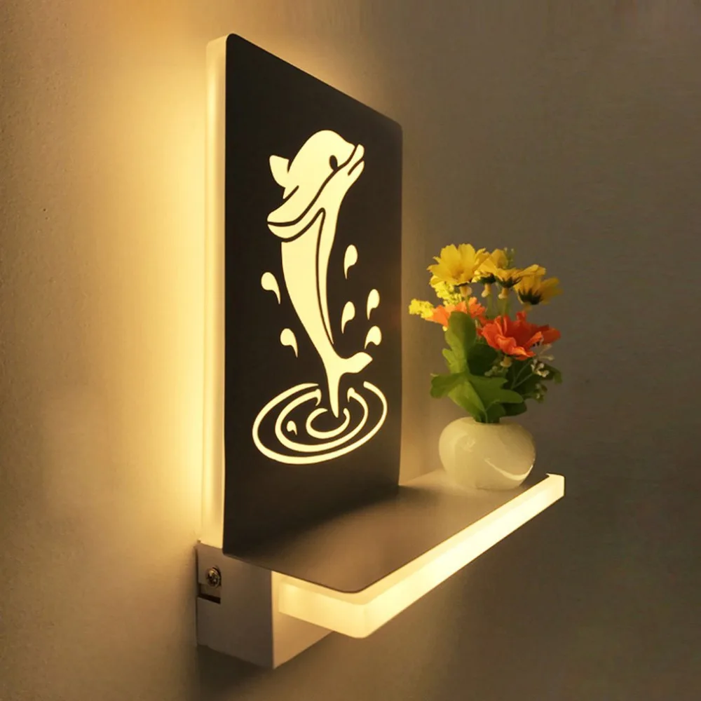 

Love Tree Pattern Bedroom Led Bedside Light Wedding Room Aisle Wall Lamp Home Decoration