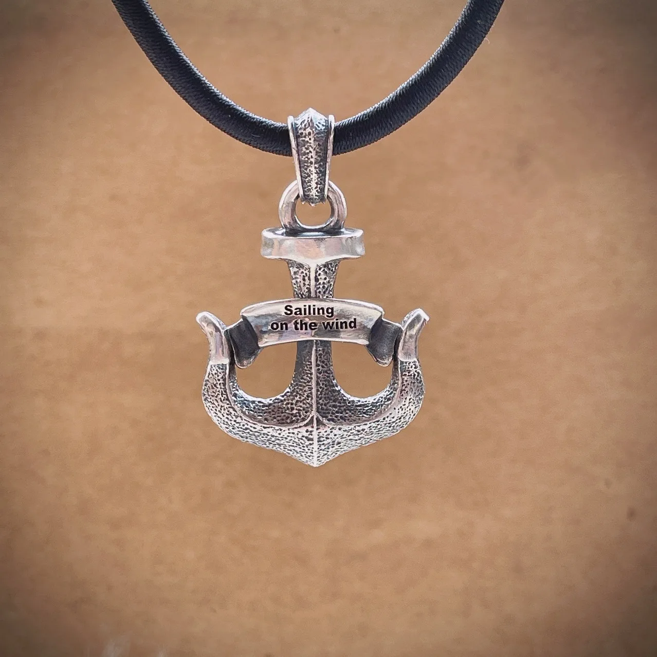 National standard S925 sterling silver anchor pendant