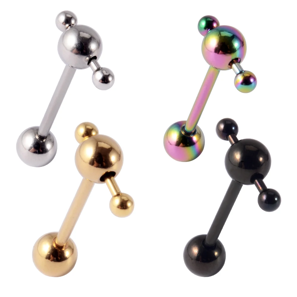 

4 шт., хирургическая сталь, кольцо пирсинг для языка, штанга для языка, шарик колечко для языка, промышленные Украшения для Пирсинга Ушей, гво...