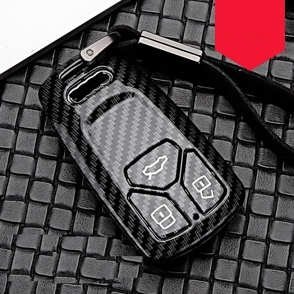 silver Глянцевый автомобильный футляр для дистанционного ключа из углеродного волокна ABS для Audi A4 Allroad B9 Q5 Q7 TT TTS 4M 8S аксессуары - Название цвета: silver