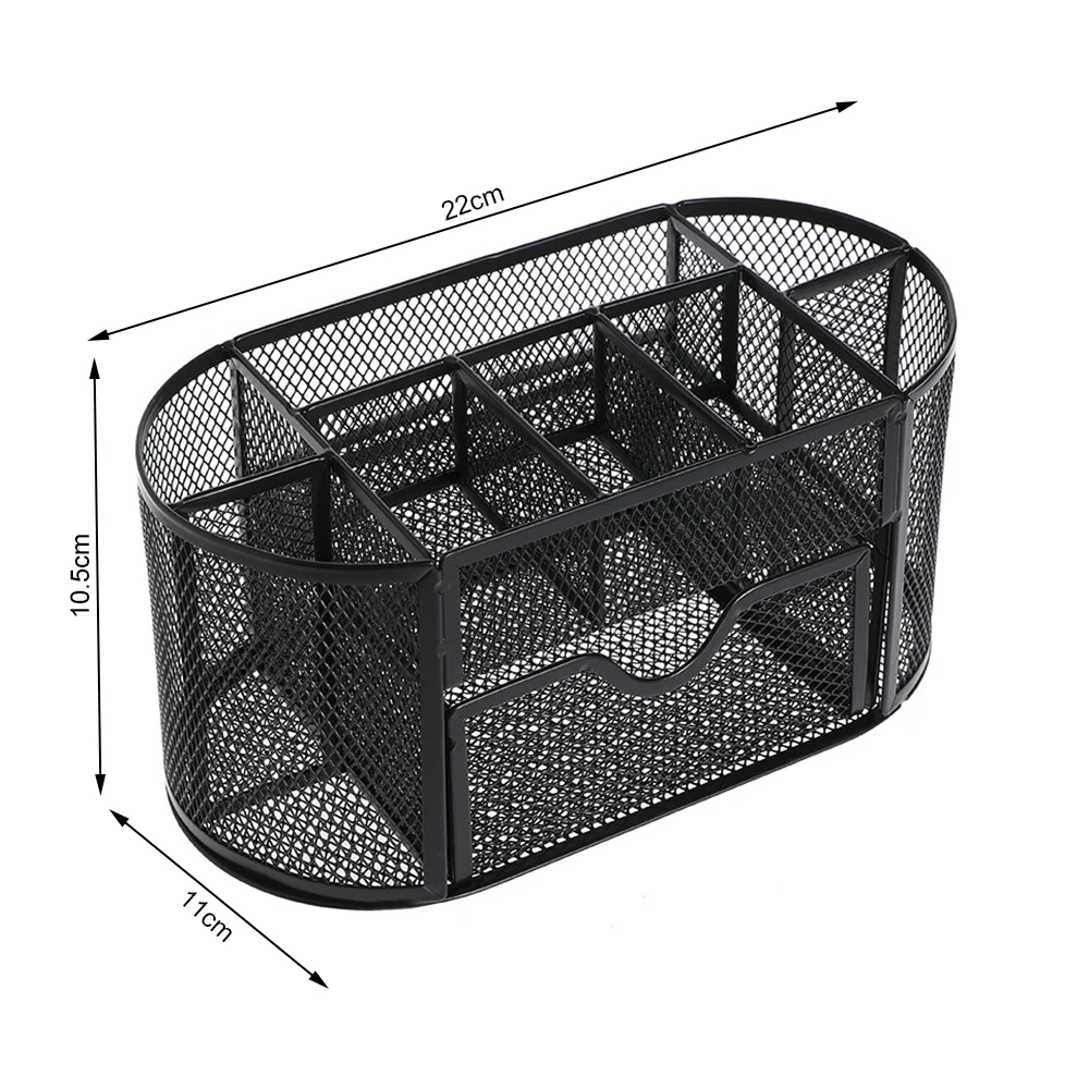 

9 Grids Metal Multifunction Desk Organizer Mesh Pen Pencil Holder Stationery Sundries Container Box Office School Supplies