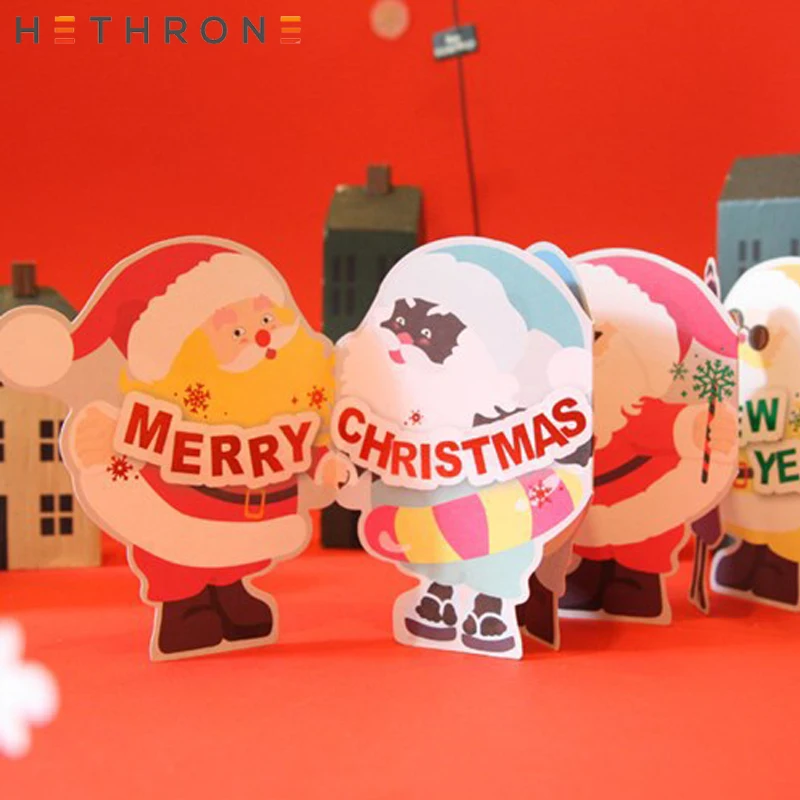 Hethrone 1 шт милый Санта ремесло бумага поздравительная открытка Счастливый