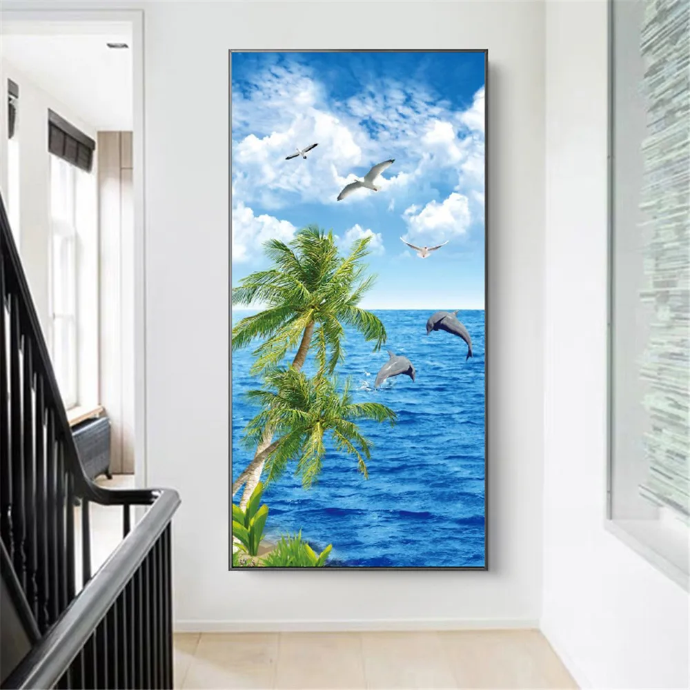 Полностью круглая алмазная живопись вышивка крестиком море Кокосовая