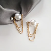 925%c2%a0silver%c2%a0needle fashion jewelry simulated pearl earrings thin chain multi layer tassel dangle earrings women jewelry wholeslae