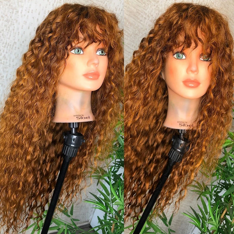 

Ginger Blonde 13x6 Lace Front Human Hair Wigs with Baby Hair Brazilian 360 Lace Wigs with Bang for Black Women Natural Hairline