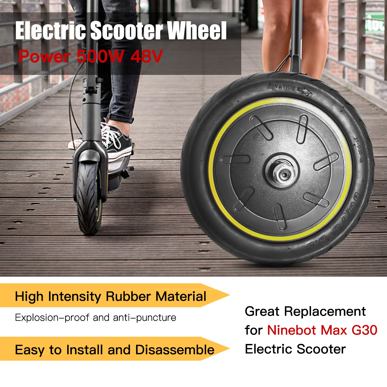 Мотор электрического скутера 60/70-6,5, 36V 500W, колесо двигателя для Ninebot Max G30, передний ведущий шинный ремонтный комплект.