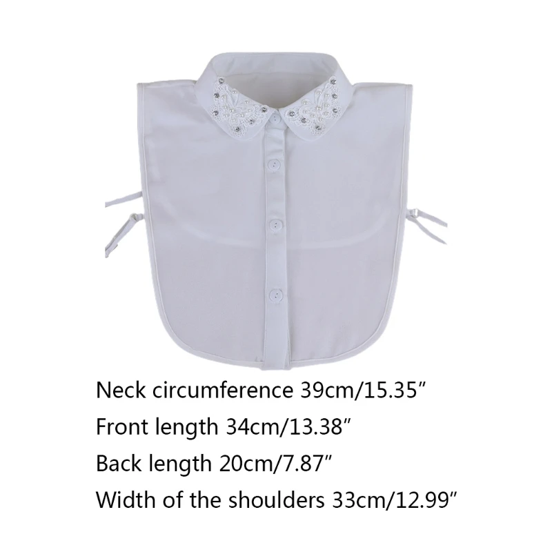 

Women Autumn Chiffon Detachable Half Shirt Blouse Embroidery Butterfly Applique Lapel False Fake Collar Handmade Beading Jewelry