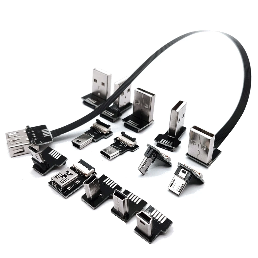 

FPC USB Daten Kabel A Männlich zu Micro Mini USB 5Pin Männlichen 90 Grad UP/Unten/Links/rechten Winkel Adapter Sync Lade 0,25 M