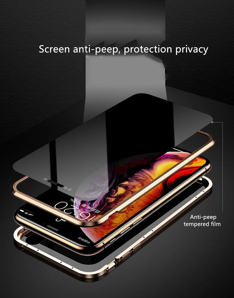 Huawei P20 анти-пип двойное стекло в рамке мобильный телефон оболочки все включено металлическая рамка Магнитный чехол для телефона