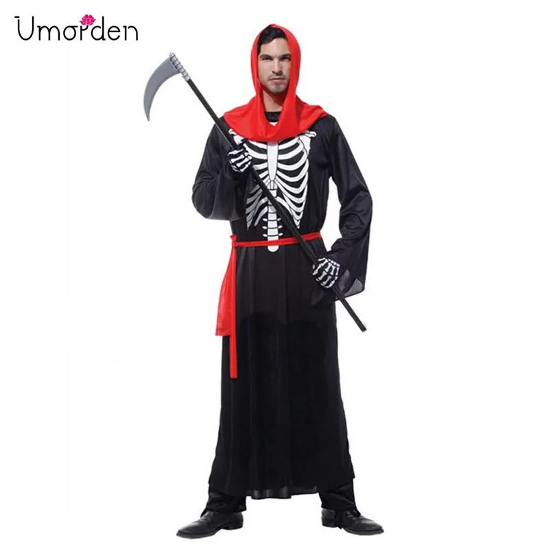 Umorden Хэллоуин карнавальные костюмы для вечерние мужчин страшный череп Скелет