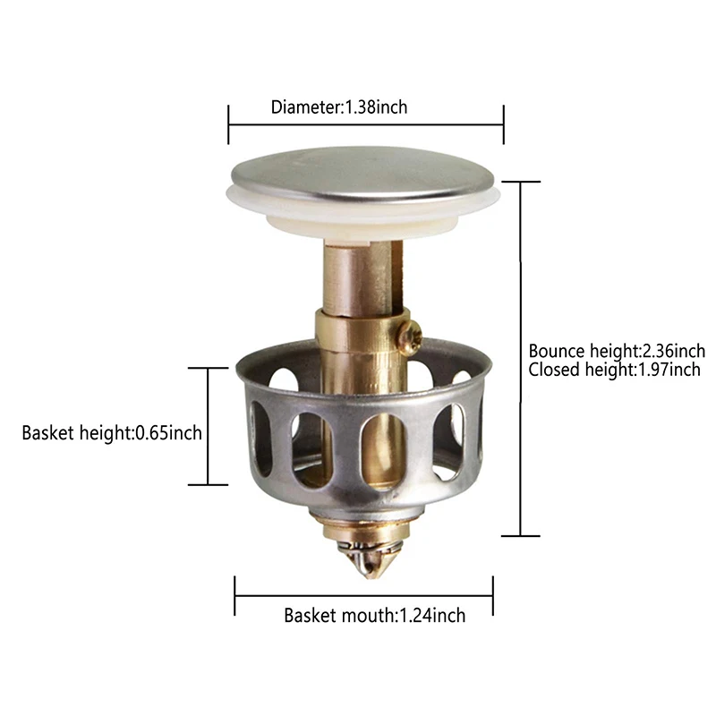 

Universal Wash Basin Bounce Drain Filter Sink Drain Vanity Stopper Bathroom Accessories Bathtub Plug Trap Hair Catcher Faucet