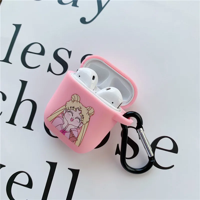 Милый чехол Sailor Moon для Apple Airpods 2 1, мультяшный чехол для Bluetooth наушников, забавный чехол для наушников, коробка для airpod, силиконовый чехол