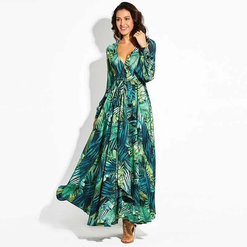 

Floral Print Boho Maxi Dress Sexy Lady Bohemian Summer Long Dress Women Beach Dresses Female Robes party dresses Vestido